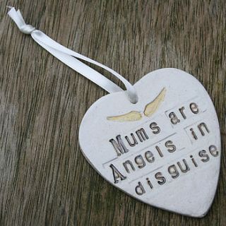 'mum's are angels in disguise' hanging heart by juliet reeves designs