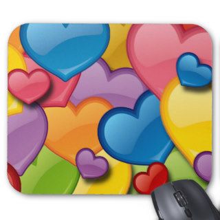 COLORFUL HEARTS COLLAGE MOUSE PAD