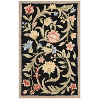 Hand hooked Garden Scrolls Black Wool Rug (2'6 x 4') Safavieh Accent Rugs