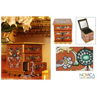 Reverse Painted Glass 'Autumn Magic' Jewelry Box (Peru) Novica Jewelry Boxes