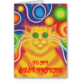 Psy cat delic 'Best Friend 'groovy birthday' card