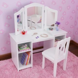 Kidkraft Deluxe Vanity Table with Chair   White