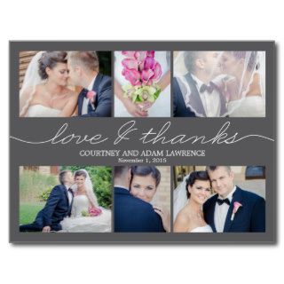 Lovely Writing Wedding Thank You Card   Gray Postcard