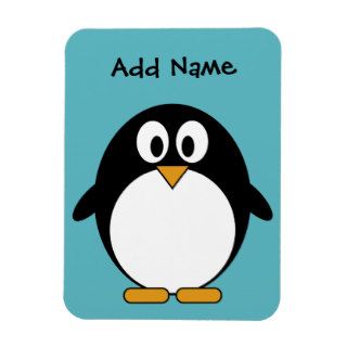 Cute Penguin Cartoon with Area for Name Flexible Magnets