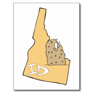 Idaho ID Map & Idaho Potato Spud Cartoon Motto Post Card