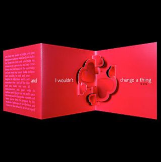'wouldn't change a thing' card in red by open box design