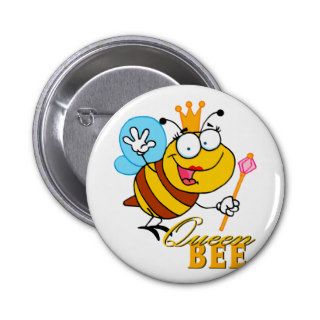funny cartoon queen bee with text button