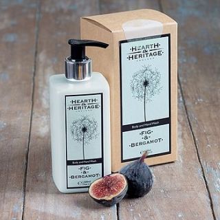 fig and bergamot body and hand wash by hearth & heritage scented candles