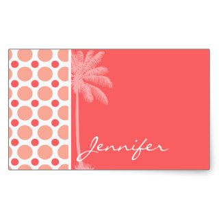 Tropical Pink & Coral Polka Dots Rectangle Stickers