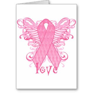 Pink Ribbon Love Wings Greeting Card