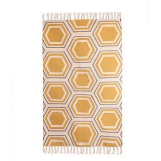 geometric wool rug mustard by hunter jones