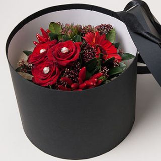 hat box flower bouquet by the flower studio
