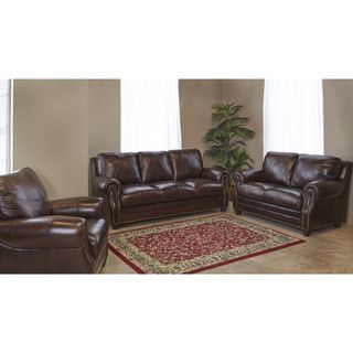 Chocolate Italian Leather 3 piece Living Room Sofa Set Living Room Sets