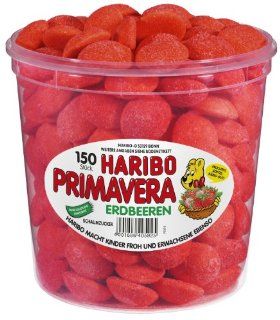 Haribo Primavera Erdbeeren, 1er Pack (1 x 1,05 kg Dose) Lebensmittel & Getrnke