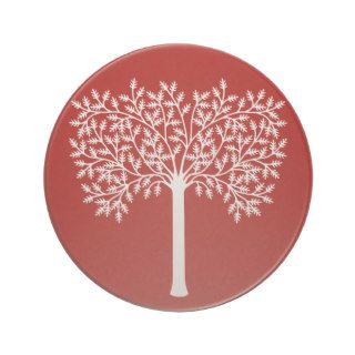 Stylized White And Red Tree Drink Coasters