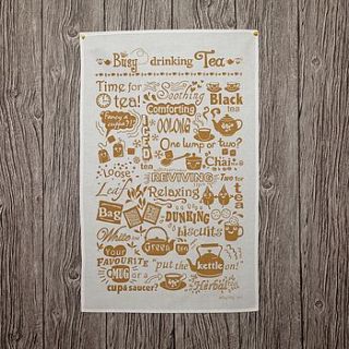 'busy drinking tea' tea towel by busy being