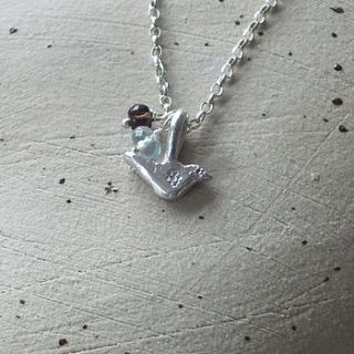 tiny silver bird with gems necklace by cathy newell price jewellery