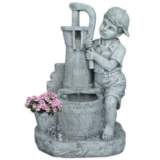 Resin and Fiberglass Boy Girl Fountain