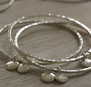 personalised silver my baby bangle by lily belle