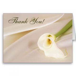 Calla Lily On White Satin, Thank You Greeting Cards
