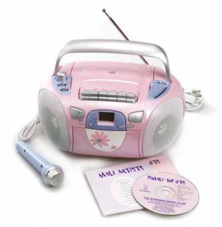 Barbie AM/FM Karaoke Boombox w/ CD and Cassette Player —