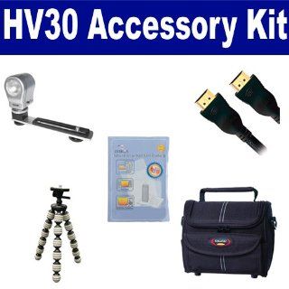 Canon HV30 Camcorder Accessory Kit includes ST80 Case, HDMI6F AV & HDMI Cable, ZELCKSG Care & Cleaning, ZE VLK18 On Camera Lighting, GP 22 Tripod  Digital Camera Accessory Kits  Camera & Photo