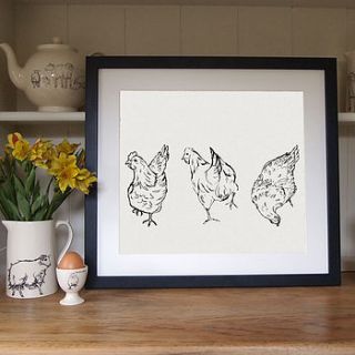 three chicken print by dawn critchley designs