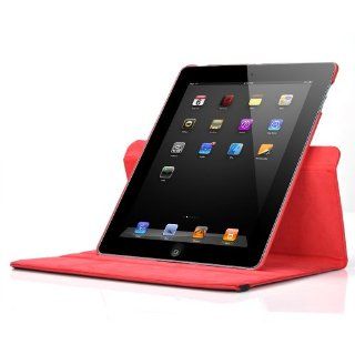 360 degree Swivel Leather Case Compatible with Apple iPad 2, Red Cell Phones & Accessories