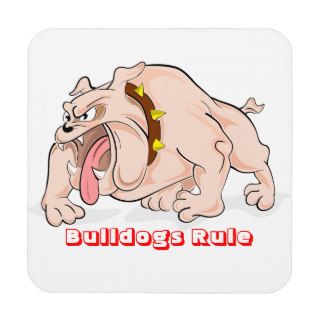 English Bulldogs Rule Cartoon Mascot Coaster Set