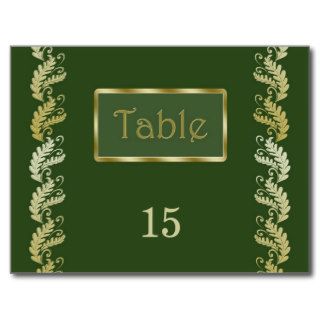 Wedding table number card with leafy pattern post card