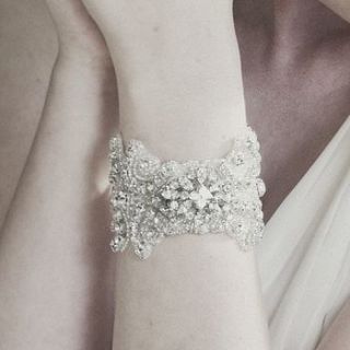 vintage brooch diamante wedding bracelet bridal cuff by debbie carlisle