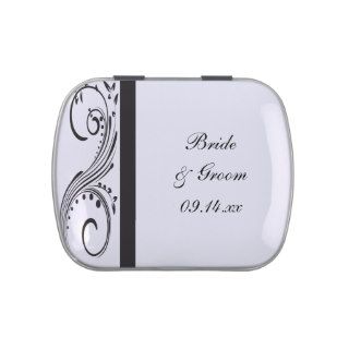 Black and White Swirl Wedding Favor Candy Tin