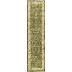 Handmade Majestic Green/ Ivory N. Z. Wool Rug (2'6 x 8') Safavieh Runner Rugs