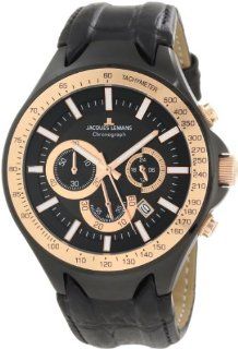 Jacques Lemans Sports Herren Armbanduhr XL Dakar Chronograph Leder 1 1661E Uhren