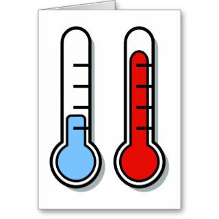 Thermometer cold hot coldly warmly greeting card