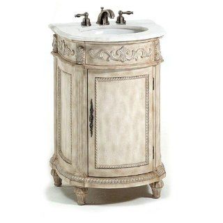 Chelsea 22"w Single Sink Cabinet With White Granite Top, WHITE, ANTIQUE IVORY   Vanity Sinks