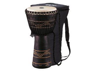 Meinl Percussion ADJ4 XL+BAG African Style Rope Tuned 13 Inch Wood Djembe with Bag, Black Musical Instruments