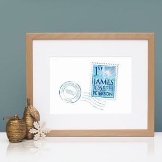 personalised christmas stamp new baby print by wordplay design