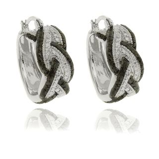 Finesque Diamond Accent Black and White Braided Hoop Earrings Finesque Diamond Earrings