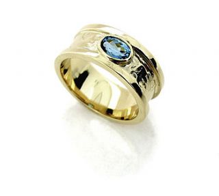 small gold vermeil blue topaz drum ring by will bishop jewellery design