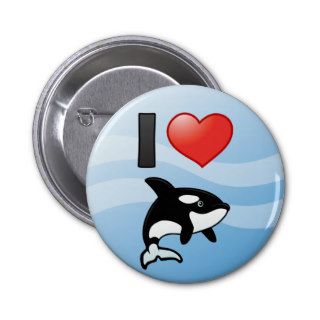 I Love Orcas Pinback Buttons