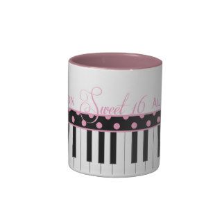 Pink and Black Piano Theme Sweet 16 Coffee Mug