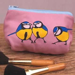 birds and bees soft leather make up bag by stabo