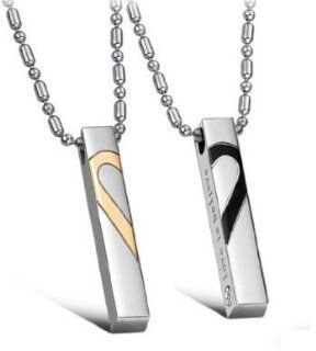 His & Hers Matching Set Titanium Couple Pendant Necklace Korean Love Style in a Gift Box (ONE PAIR) NK219 Jewelry