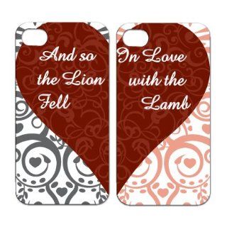 Valentines Day Themed "Half Heart" His and Hers   White Protective iPhone 4/iPhone 4S Hard Case   set of 2 Cases Cell Phones & Accessories