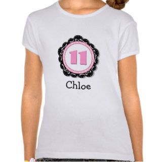 11th Birthday Girl Lace and Zebra Frame Name V64 Tee Shirts