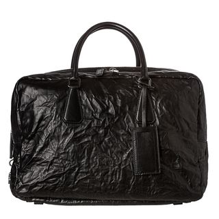 Prada Black Antique Nappa Leather Travel Bag Prada Designer Handbags