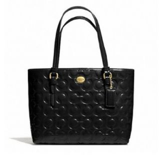 Coach 50540 Peyton Op Art Embossed Black Patent Leather Top Handle Mini Tote Shoes