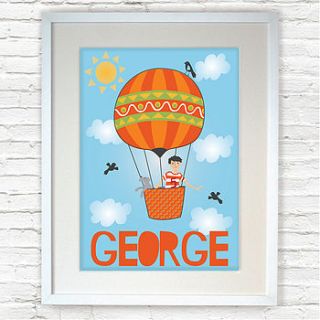 personalised 'boy in a balloon' print by audrinka