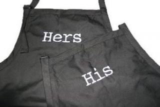 Black Embrodered Set of Aprons "His & Hers" Clothing
